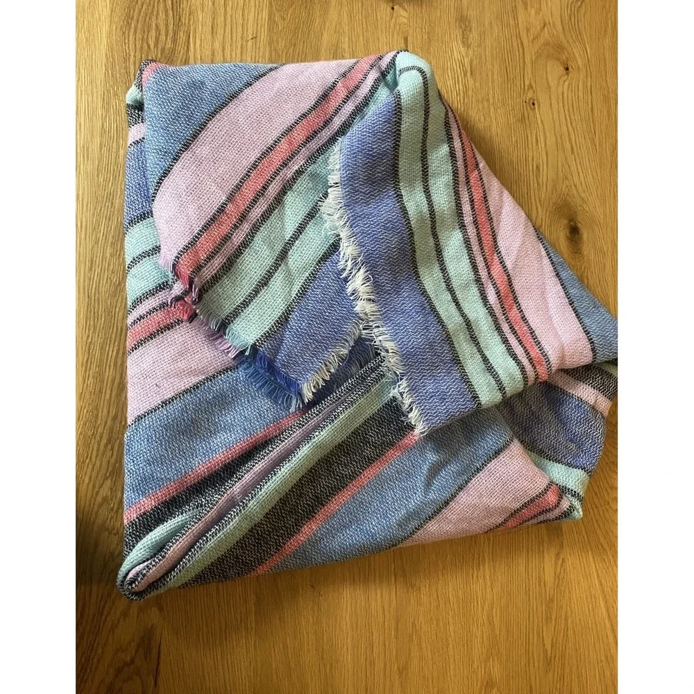 Unbranded Blanket Shawl Bohemian Boho Acrylic Striped Pink Blue Green‎ 60